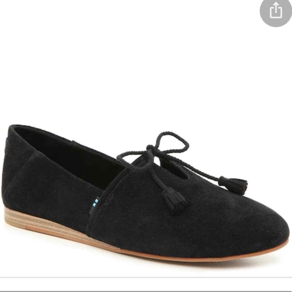 Toms Shoes - Toms Kelli Suede Flat Black Slip On Shoe